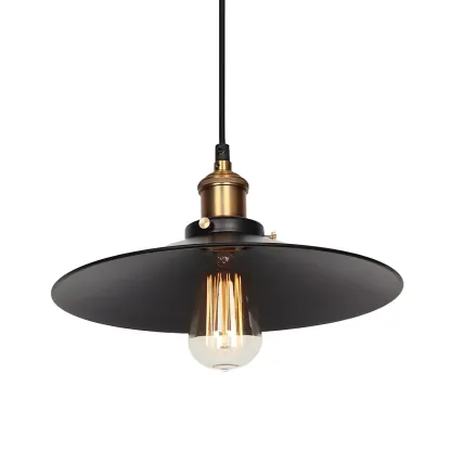 Industrial Black Metal Cone Hanging Pendant Light Fixture Image - 7