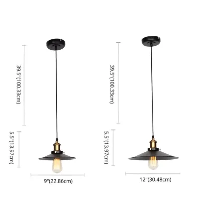 Industrial Black Metal Cone Hanging Pendant Light Fixture Image - 8