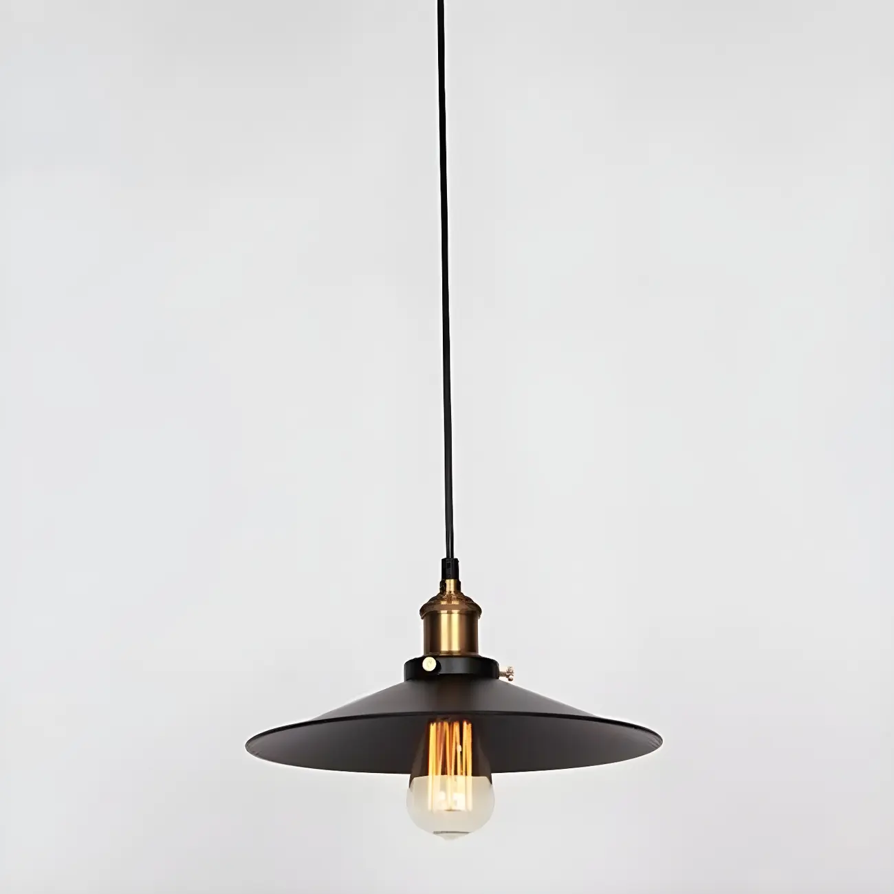 Industrial Black Metal Cone Hanging Pendant Light Fixture Image - 9 | homeyfad