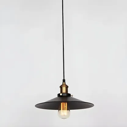 Industrial Black Metal Cone Hanging Pendant Light Fixture Image - 9