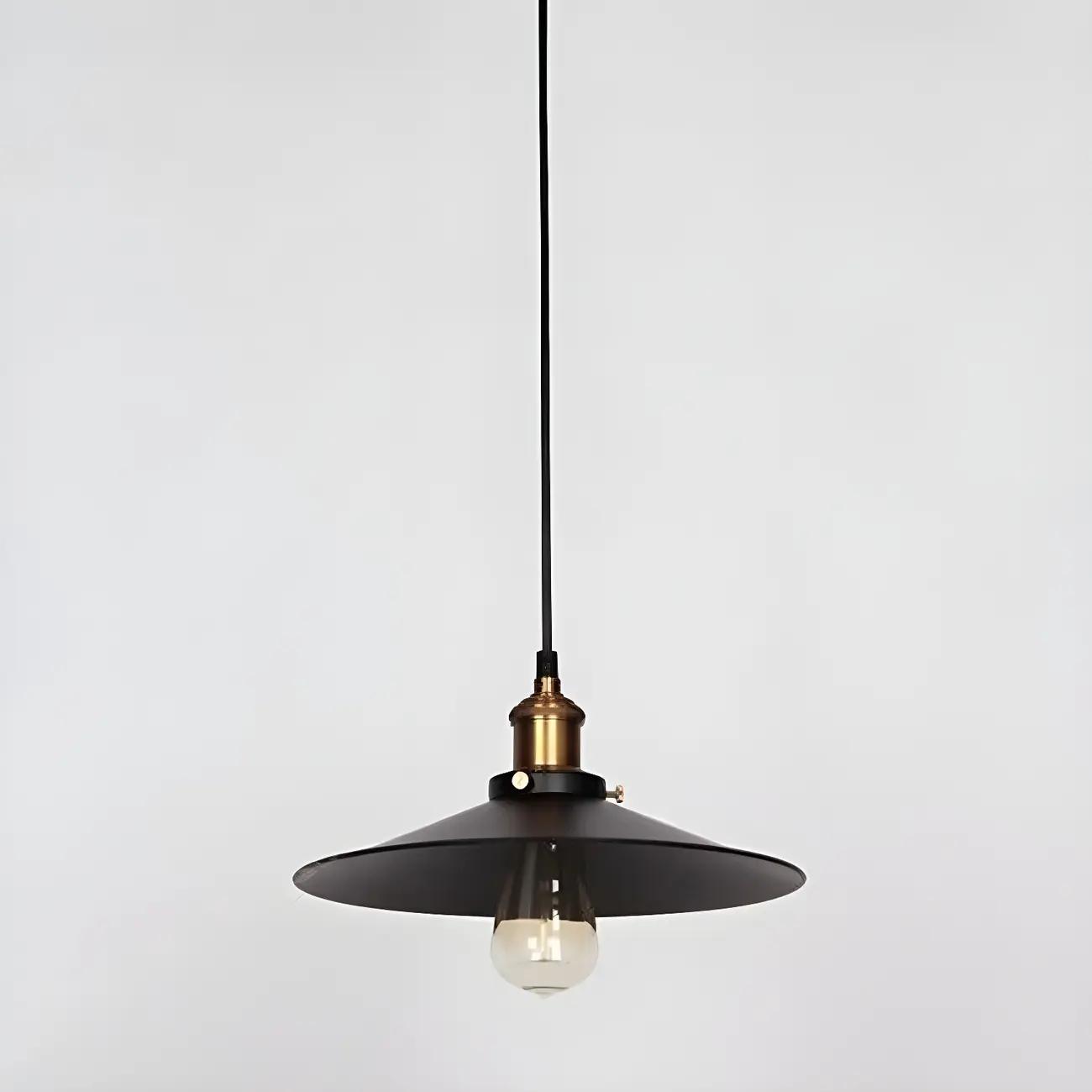 Industrial Black Metal Cone Hanging Pendant Light Fixture Image - 10 | homeyfad