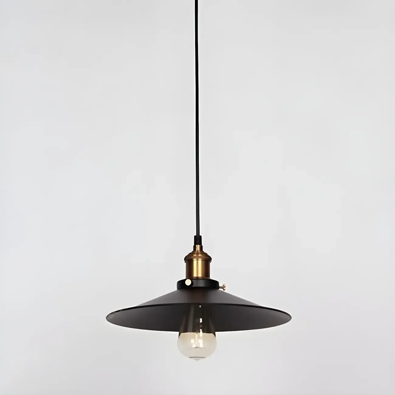 Industrial Black Metal Cone Hanging Pendant Light Fixture Image - 10