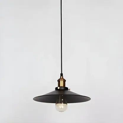 Industrial Black Metal Cone Hanging Pendant Light Fixture Image - 10