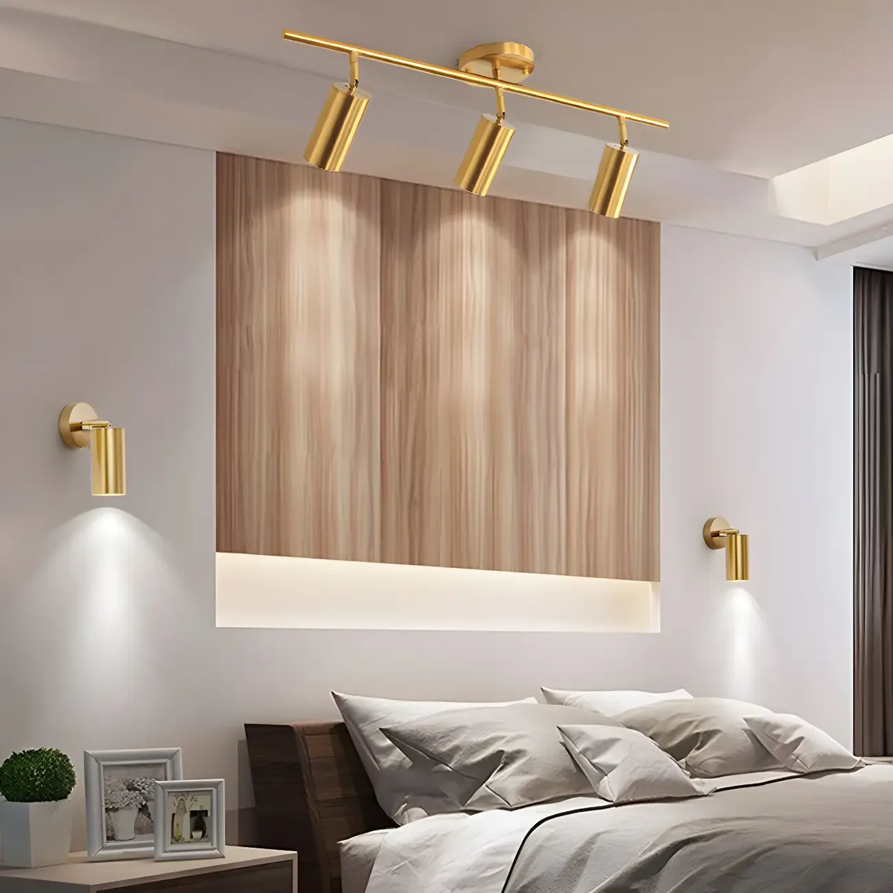 Modern Gold Track Lighting Fixture for Living Room Image - 2