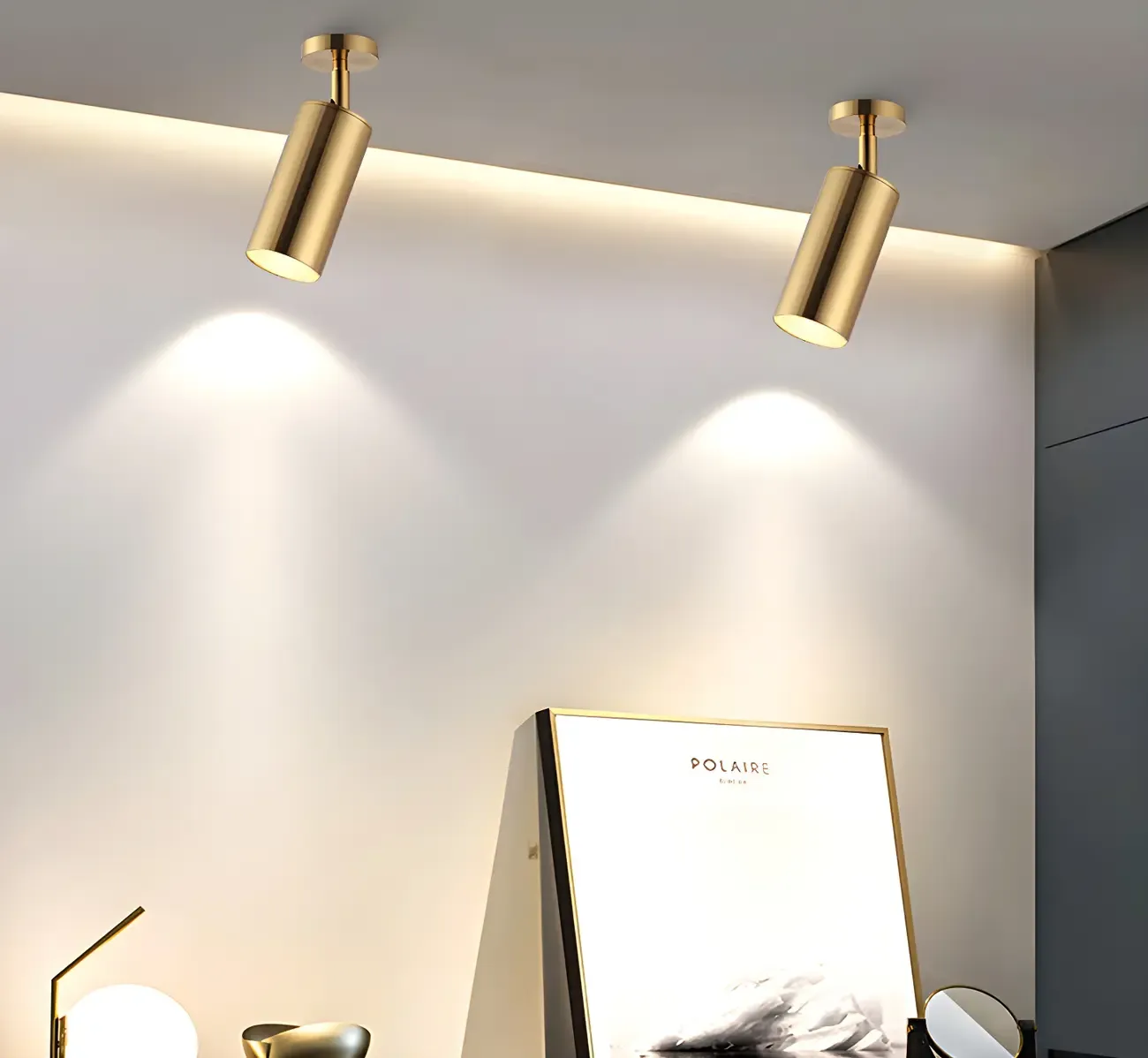 Modern Gold Track Lighting Fixture for Living Room Image - 5