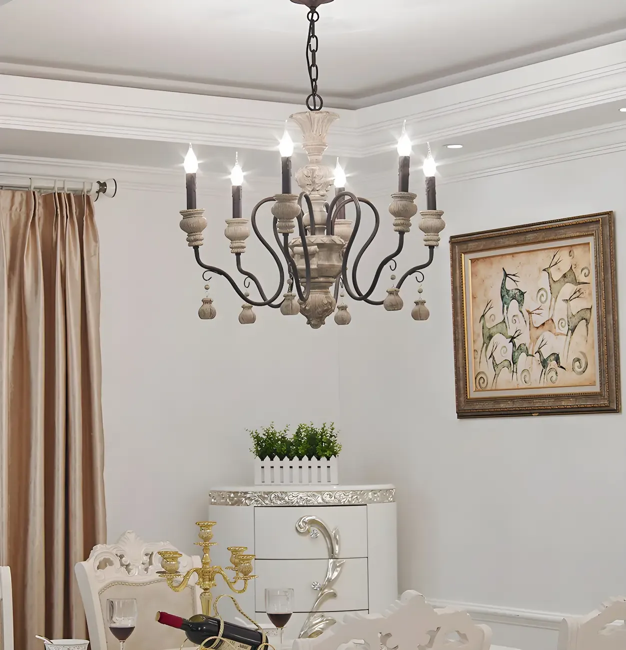 Black Classical Metal Crystal Chandelier Vintage Design