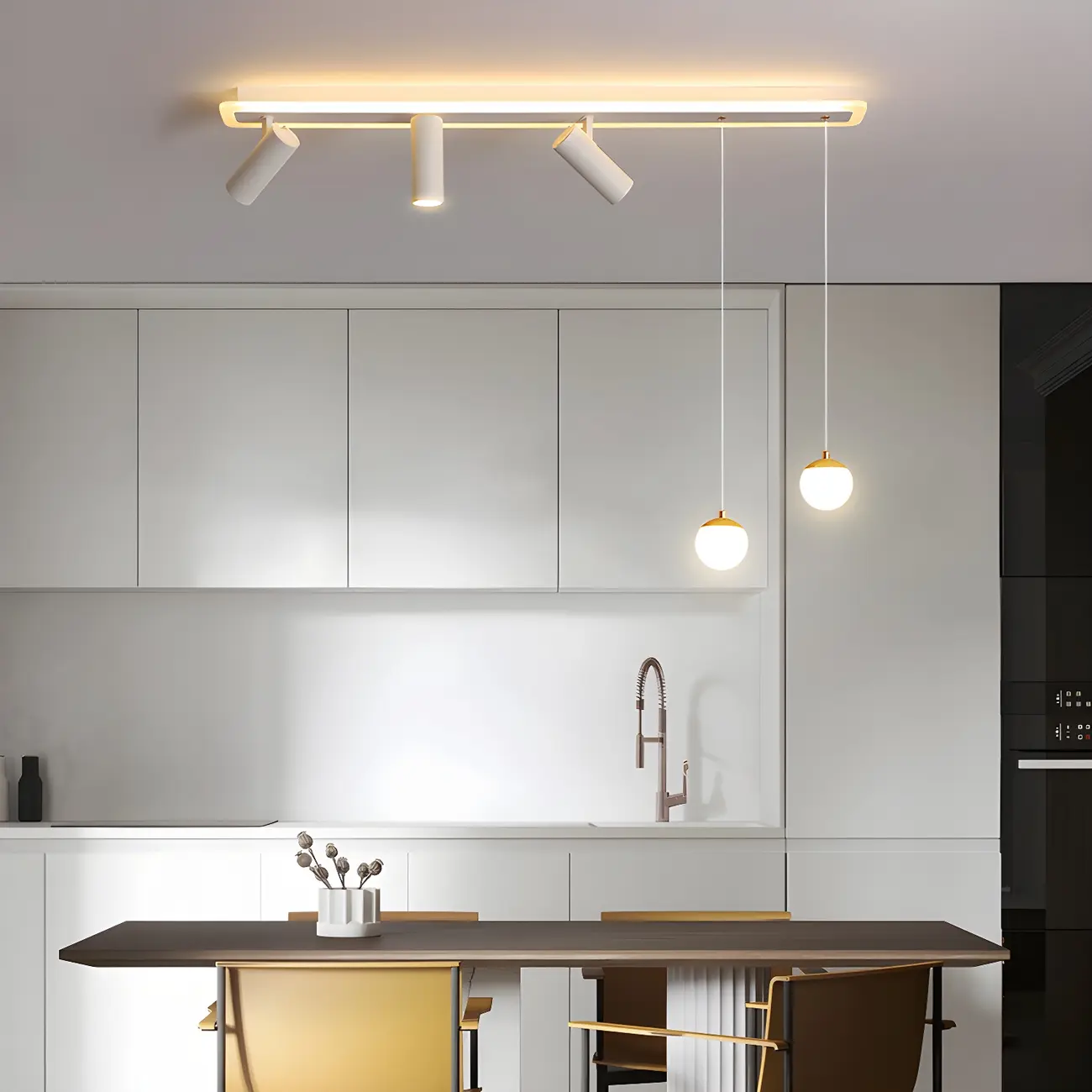 Modern White Metal LED Island Light Globe Pendant Image - 1 | homeyfad