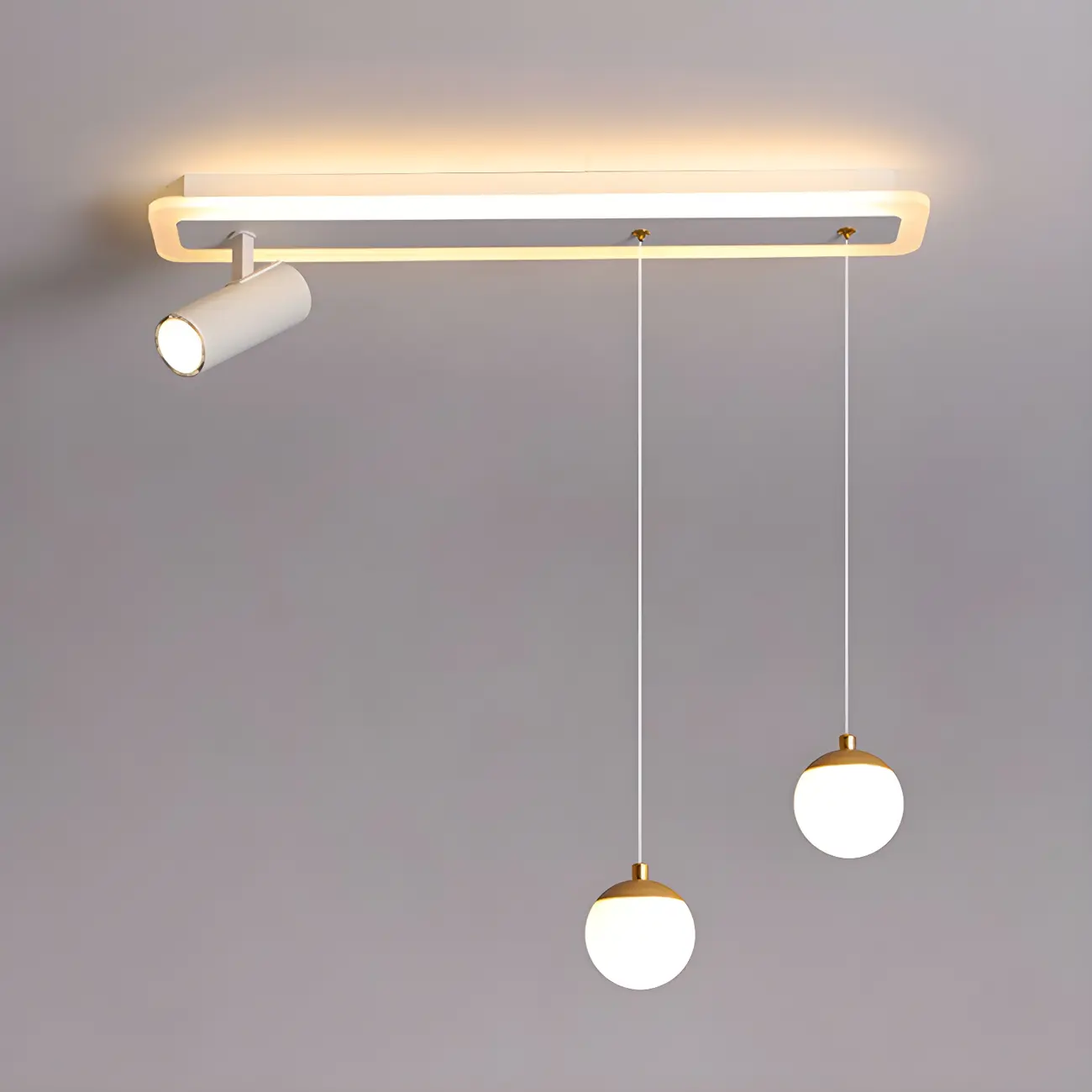 Modern White Metal LED Island Light Globe Pendant Image - 2 | homeyfad