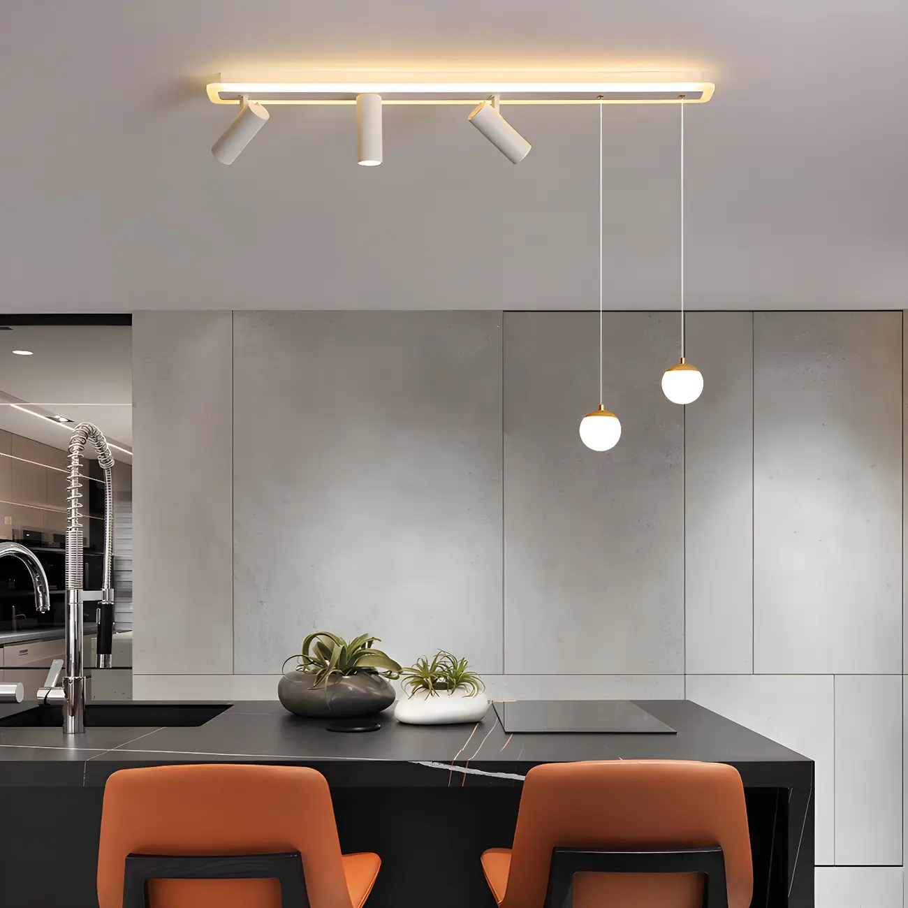 Modern White Metal LED Island Light Globe Pendant Image - 4 | homeyfad