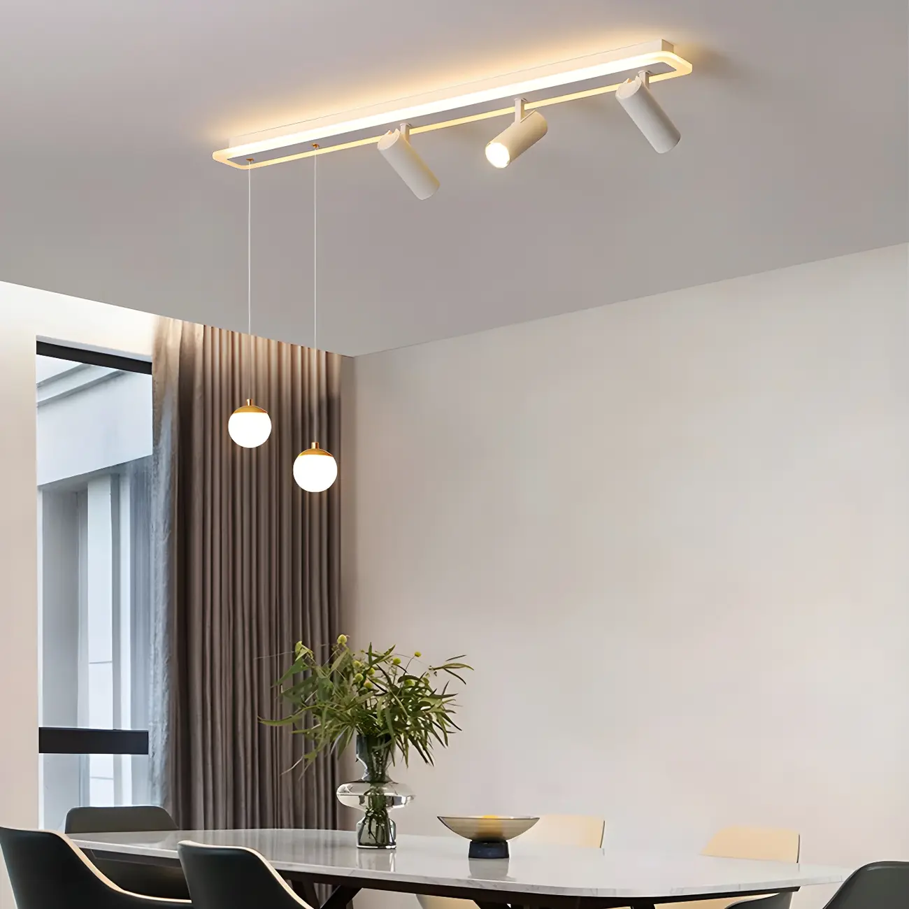 Modern White Metal LED Island Light Globe Pendant Image - 6 | homeyfad