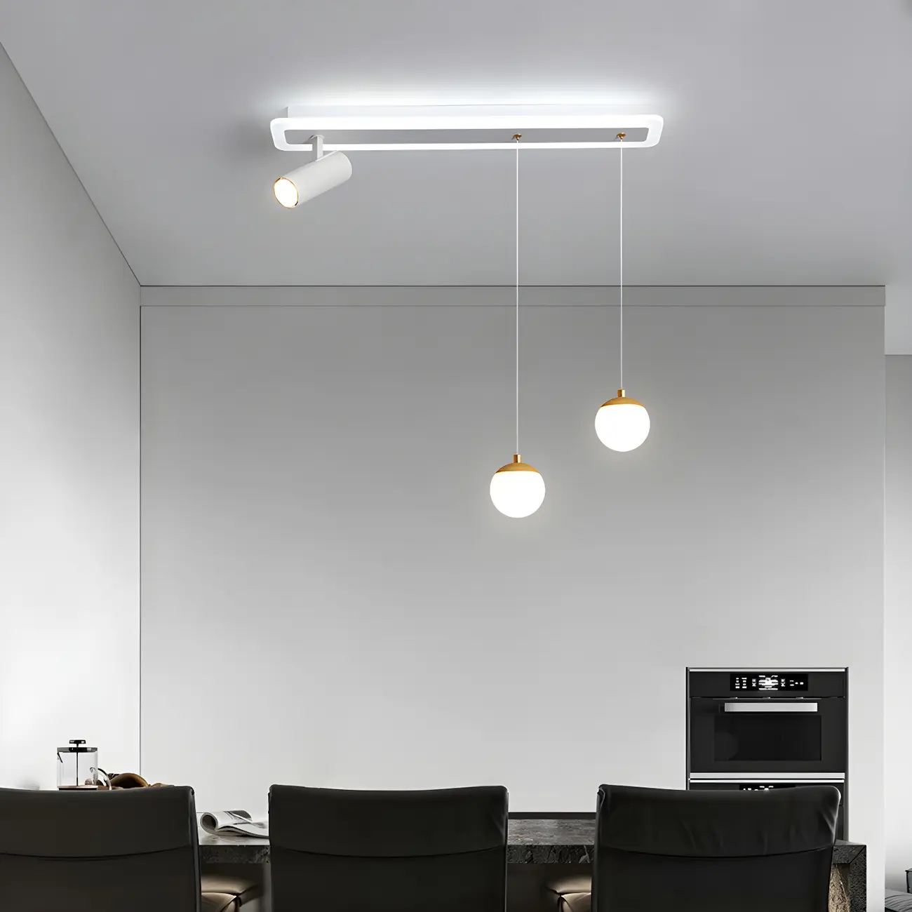 Modern White Metal LED Island Light Globe Pendant Image - 7 | homeyfad