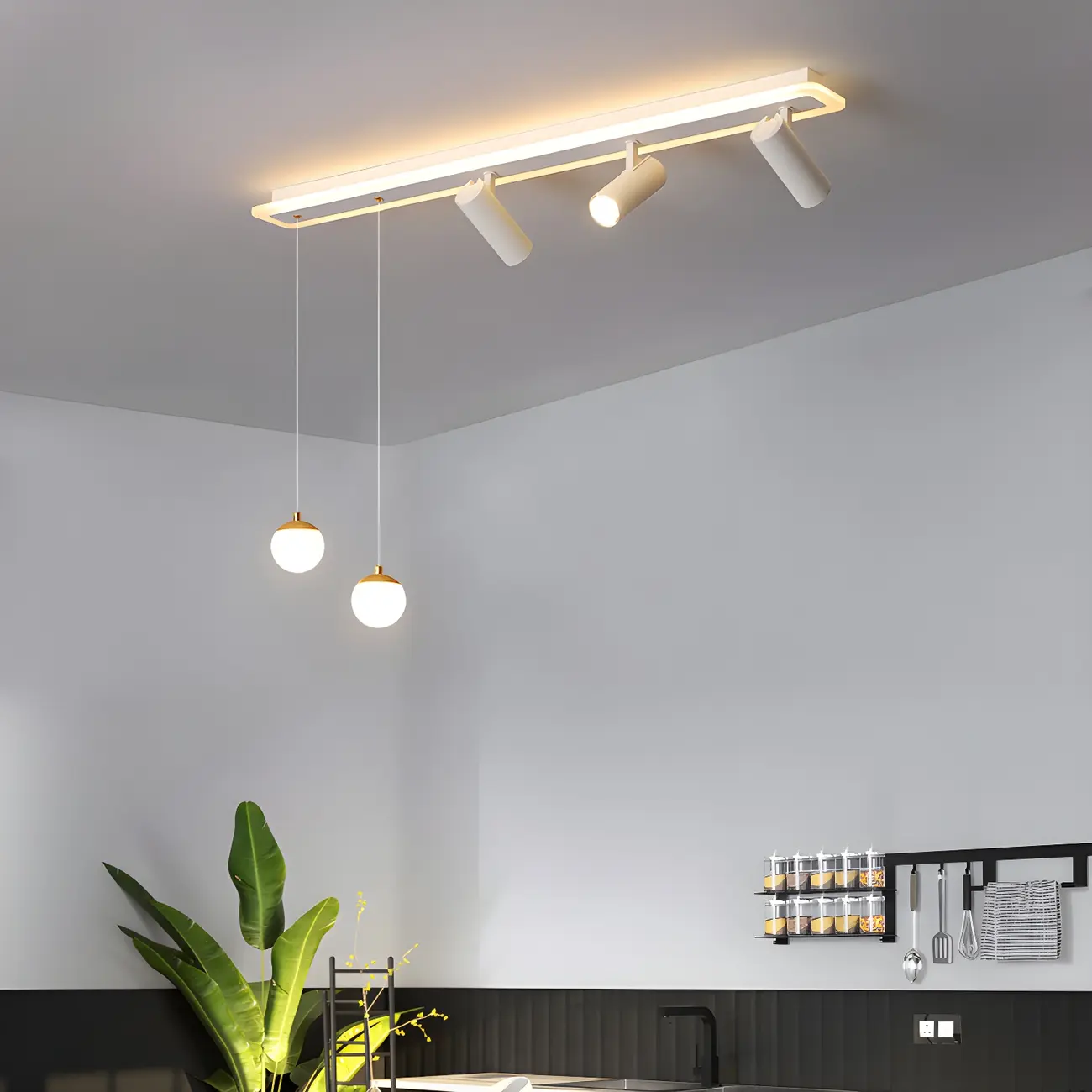 Modern White Metal LED Island Light Globe Pendant Image - 16 | homeyfad