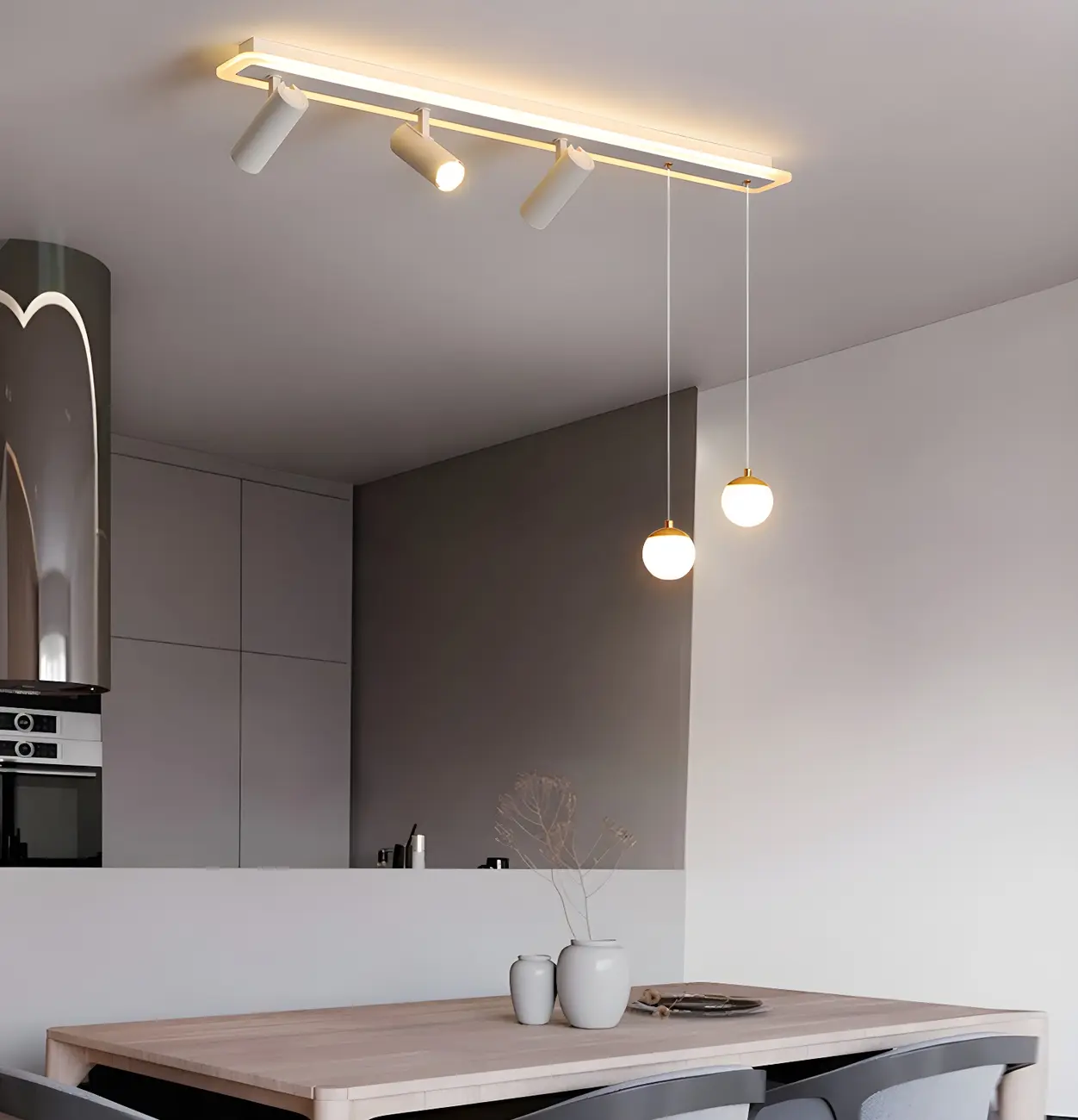 Modern White Metal LED Island Light Globe Pendant Image - 17 | homeyfad