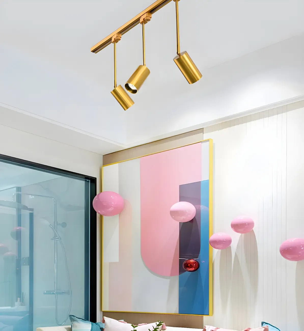 Modern Gold Track Lighting Fixture for Living Room Image - 3