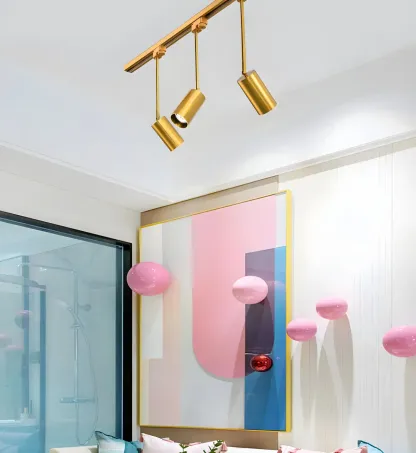 Modern Gold Track Lighting Fixture for Living Room Image - 3