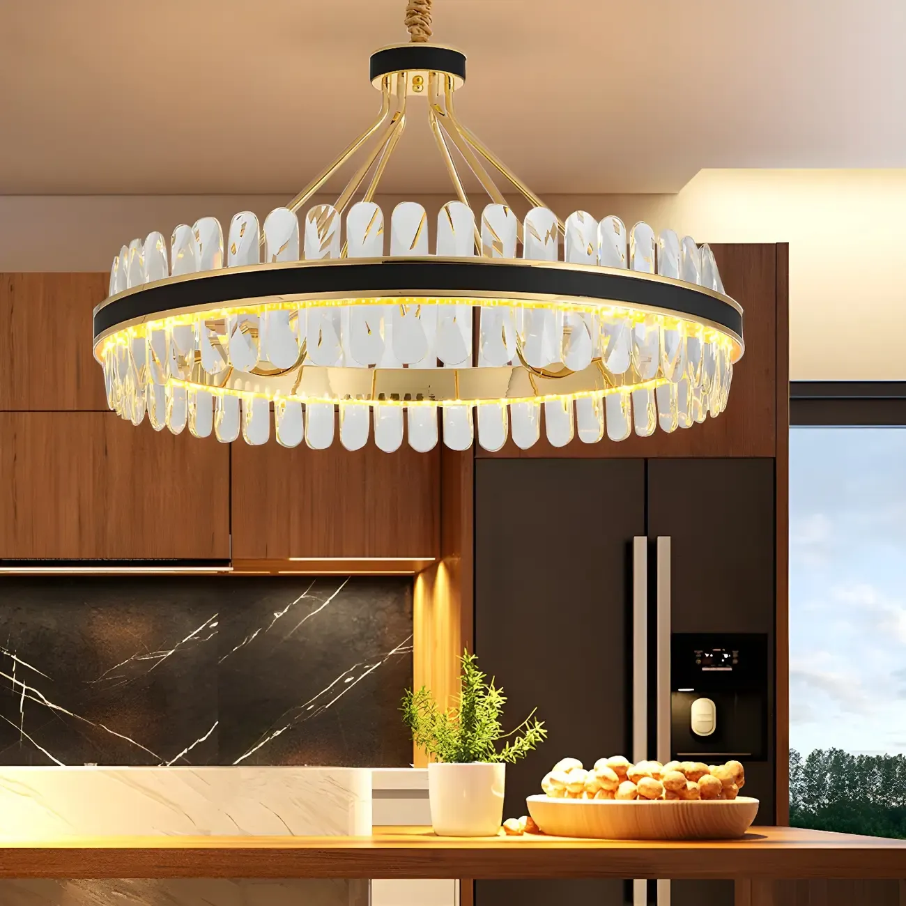 Luxury Modern 1/2-Tier Crystal Chandelier for Kitchen Image - 3