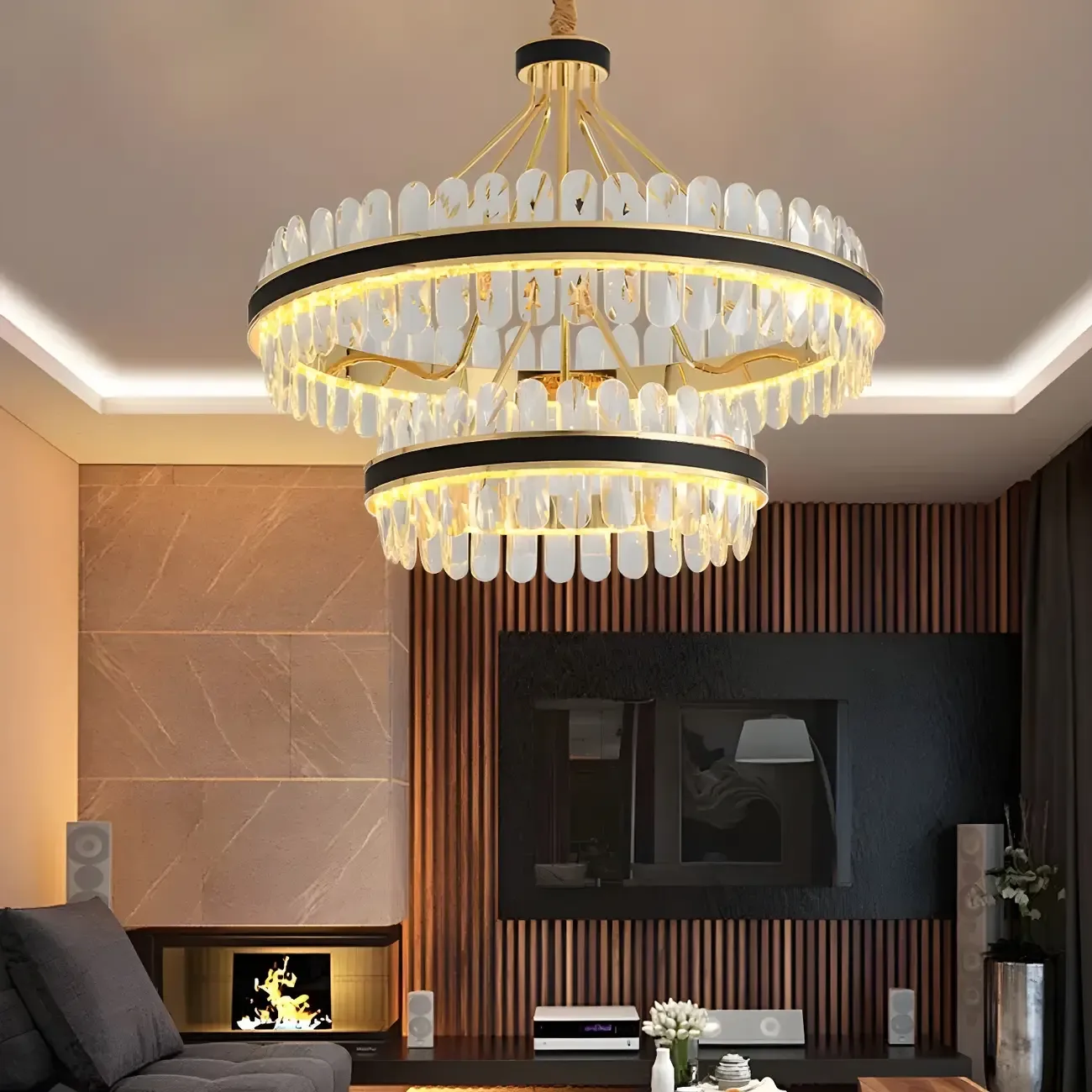 Luxury Modern 1/2-Tier Crystal Chandelier for Kitchen Image - 1