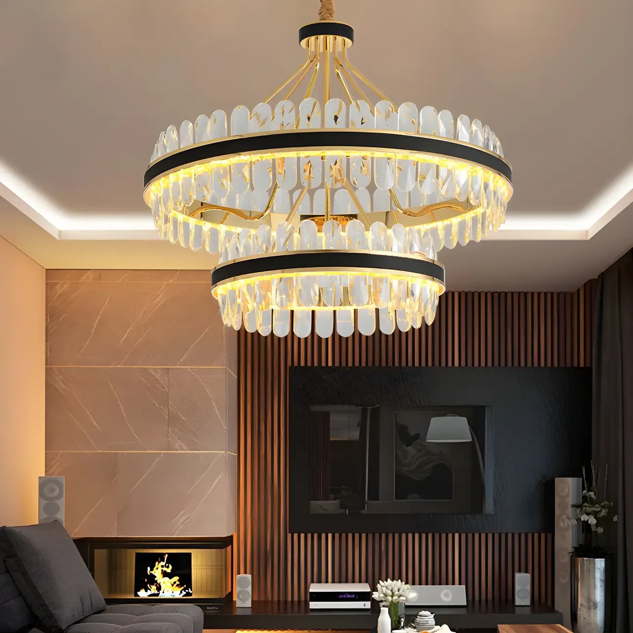Luxury Modern 1/2-Tier Crystal Chandelier for Kitchen Image - 15