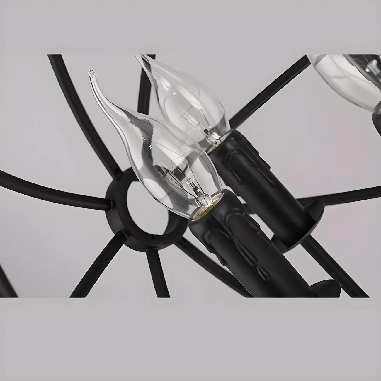 Industrial Metal Black Globe Caged Candelabra Chandelier Image - 13 | homeyfad