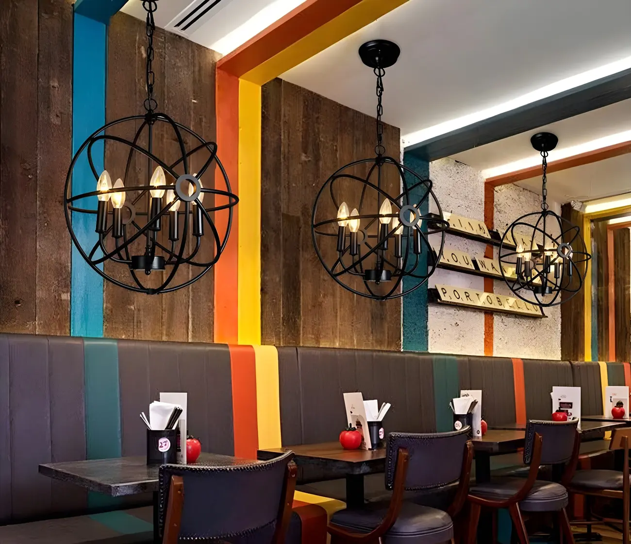 Industrial Metal Black Globe Caged Candelabra Chandelier Image - 3 | homeyfad