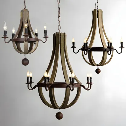 Modern Mid Century Orb Chandelier with Stone Candelabra Image - 1