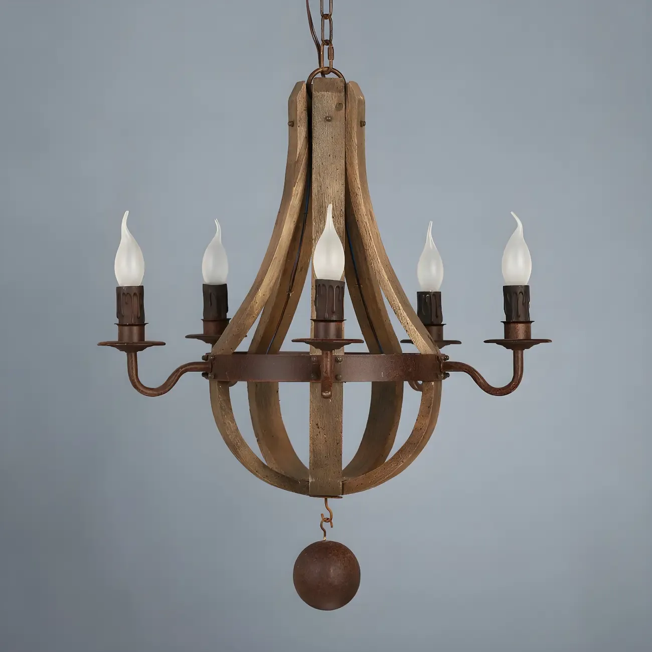 Modern Mid Century Orb Chandelier with Stone Candelabra Image - 2