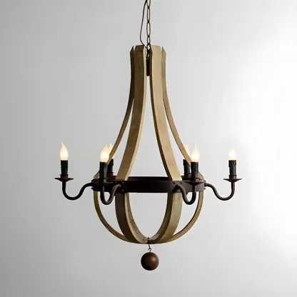 Modern Mid Century Orb Chandelier with Stone Candelabra Image - 3