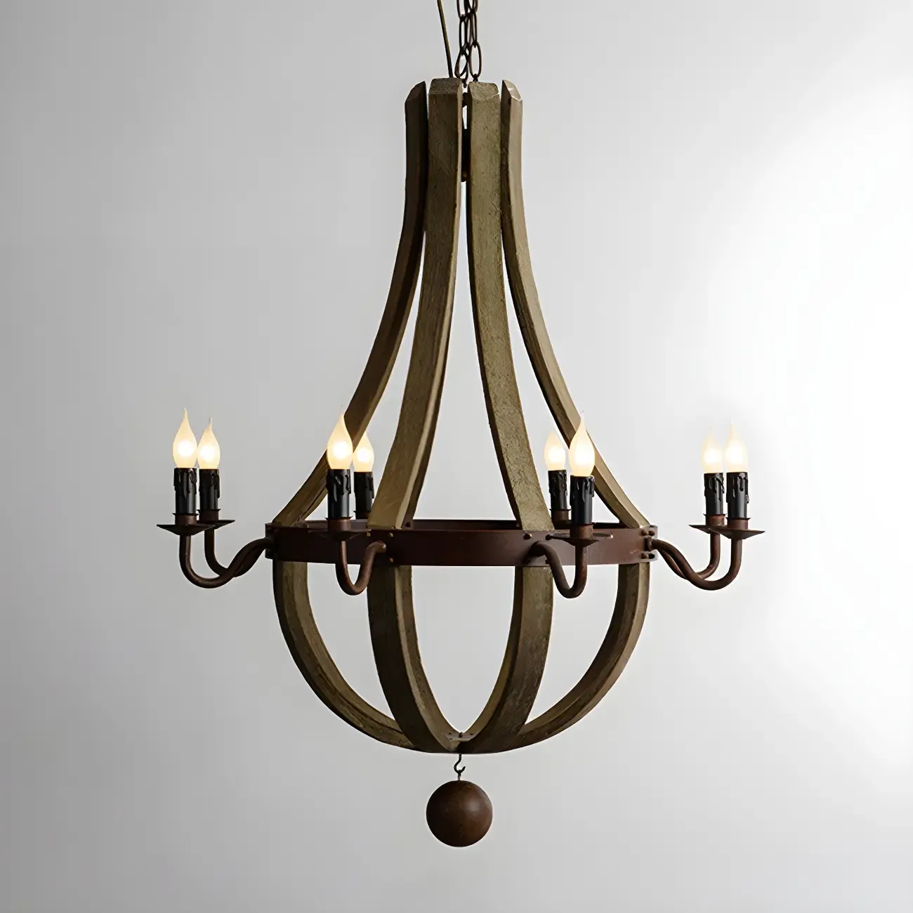 Modern Mid Century Orb Chandelier with Stone Candelabra Image - 8