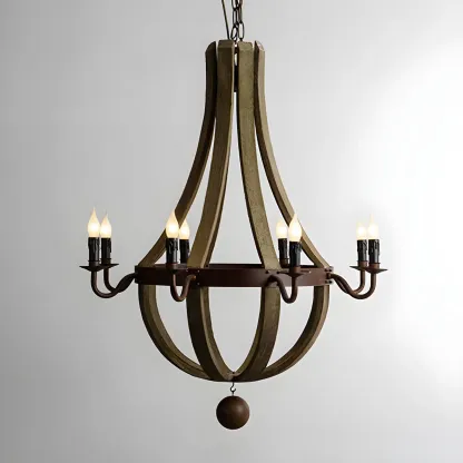 Modern Mid Century Orb Chandelier with Stone Candelabra Image - 8