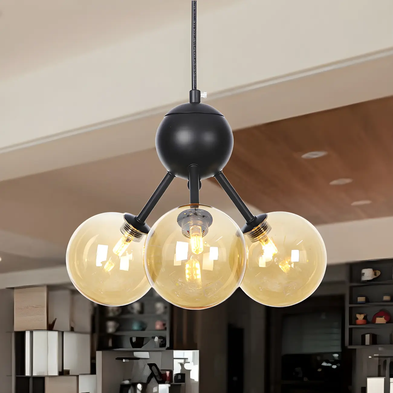 Industrial Glass Sphere Chandelier for Dining Room Image - 1 | homeyfad
