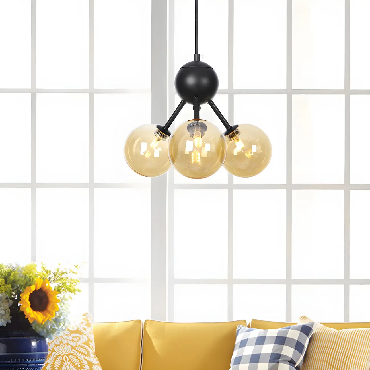 Industrial Glass Sphere Chandelier for Dining Room Image - 2 | homeyfad