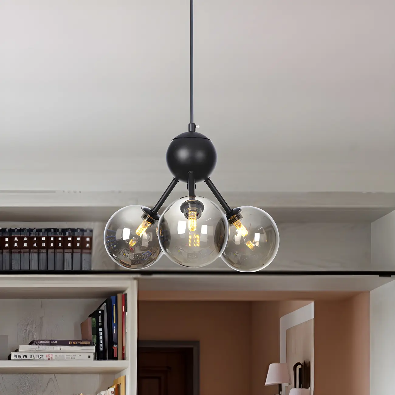 Industrial Glass Sphere Chandelier for Dining Room Image - 3 | homeyfad