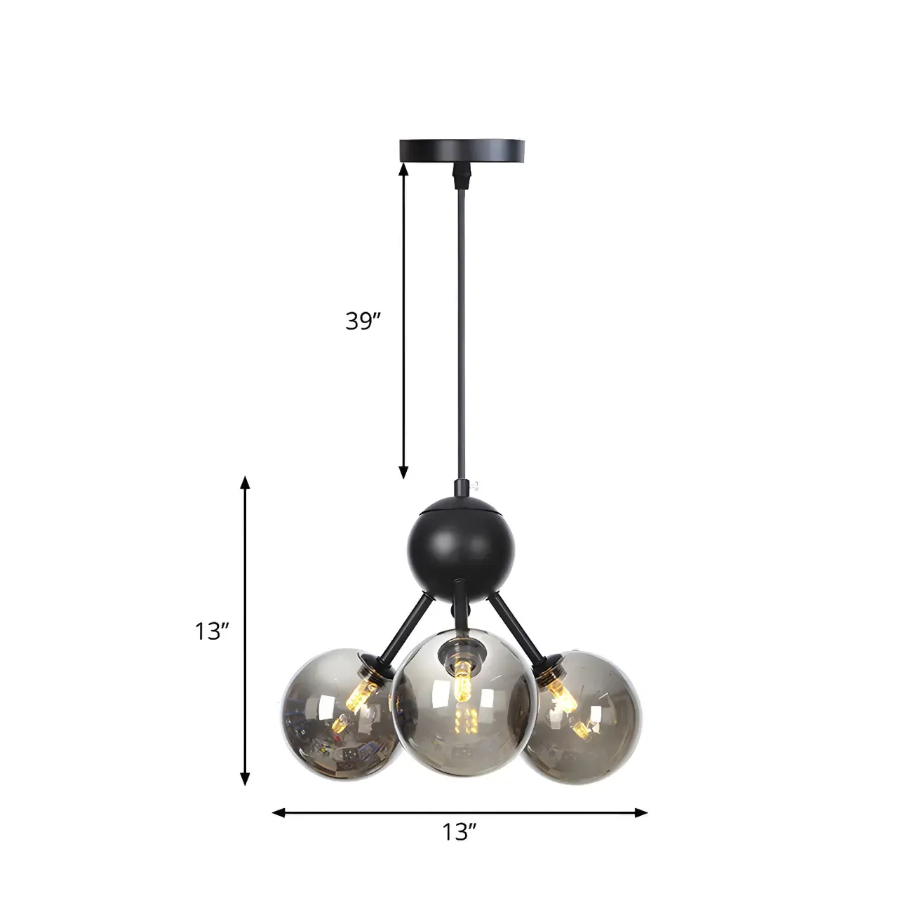 Industrial Glass Sphere Chandelier for Dining Room Image - 7