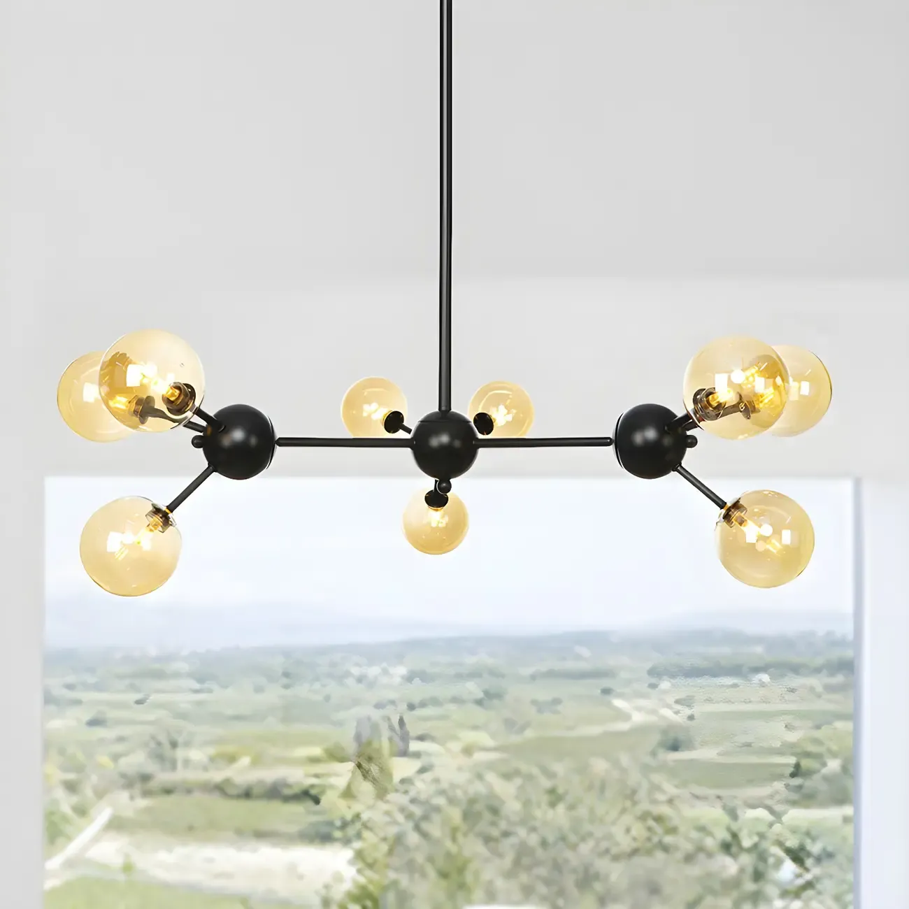 Industrial Glass Sphere Chandelier for Dining Room Image - 12