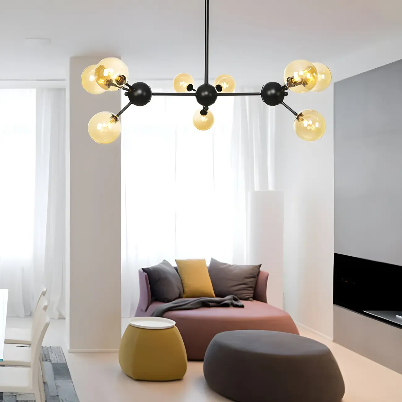 Industrial Glass Sphere Chandelier for Dining Room Image - 13