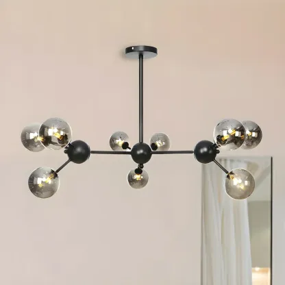 Industrial Glass Sphere Chandelier for Dining Room Image - 16