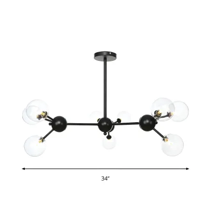 Industrial Glass Sphere Chandelier for Dining Room Image - 23