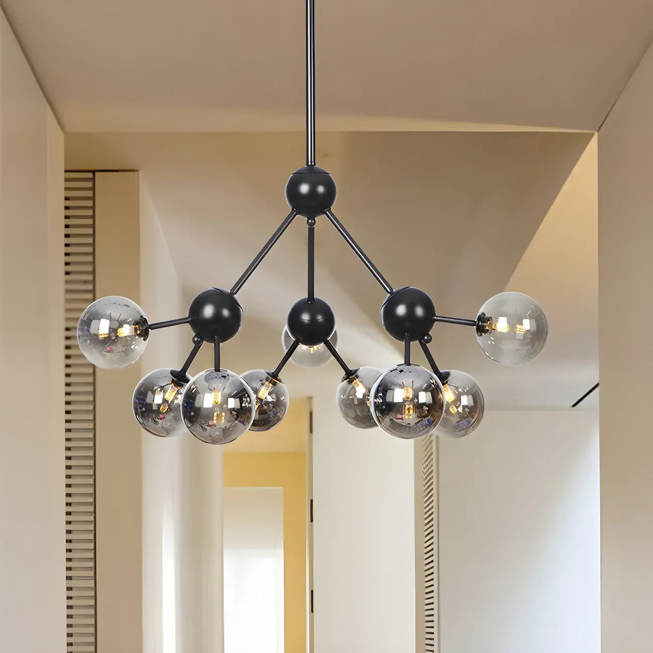 Industrial Glass Sphere Chandelier for Dining Room Image - 28