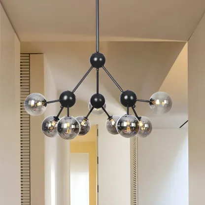 Industrial Glass Sphere Chandelier for Dining Room Image - 28