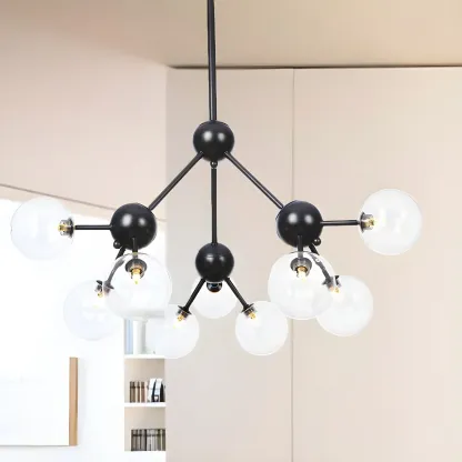 Industrial Glass Sphere Chandelier for Dining Room Image - 32