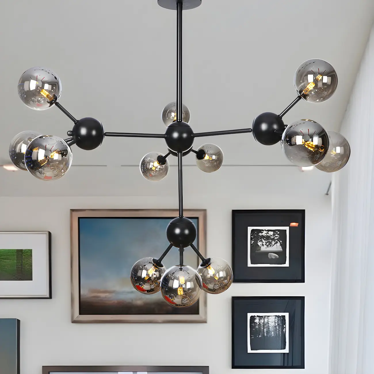 Industrial Glass Sphere Chandelier for Dining Room Image - 40 | homeyfad