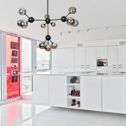 Industrial Glass Sphere Chandelier for Dining Room Image - 41