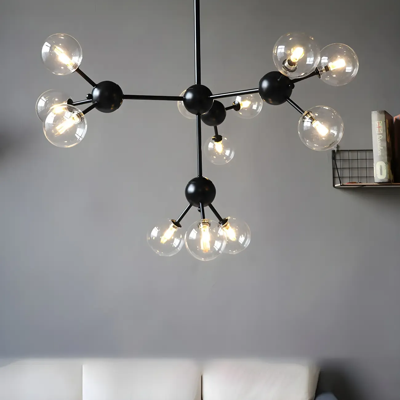 Industrial Glass Sphere Chandelier for Dining Room Image - 44