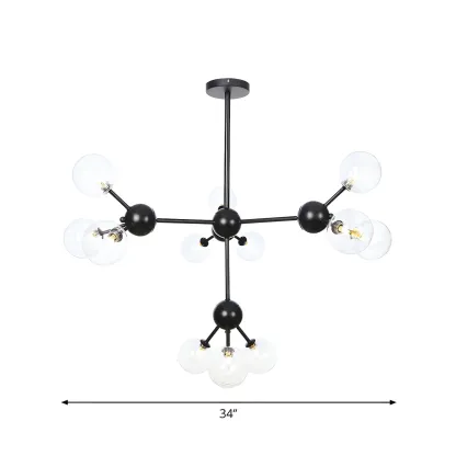 Industrial Glass Sphere Chandelier for Dining Room Image - 47