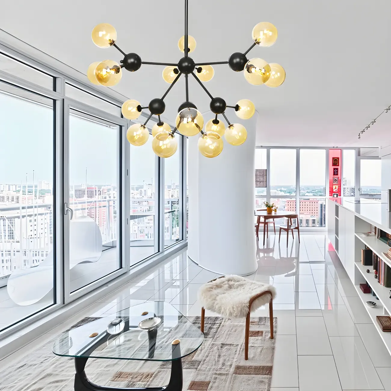 Industrial Glass Sphere Chandelier for Dining Room Image - 49