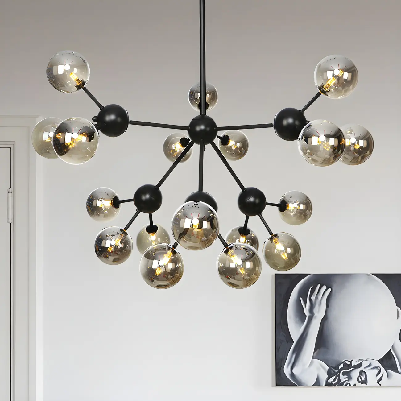 Industrial Glass Sphere Chandelier for Dining Room Image - 52 | homeyfad