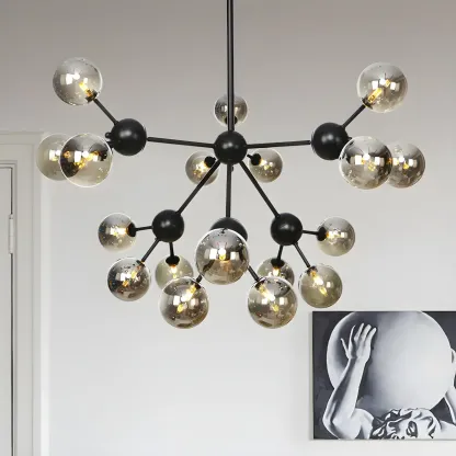 Industrial Glass Sphere Chandelier for Dining Room Image - 52