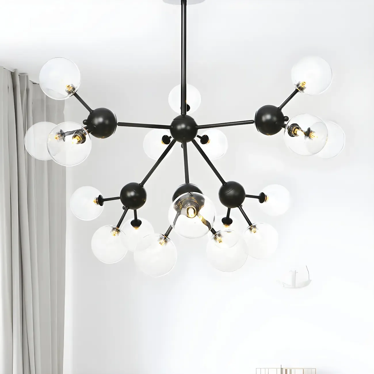 Industrial Glass Sphere Chandelier for Dining Room Image - 56