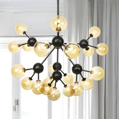 Industrial Glass Sphere Chandelier for Dining Room Image - 60