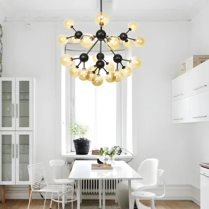 Industrial Glass Sphere Chandelier for Dining Room Image - 61